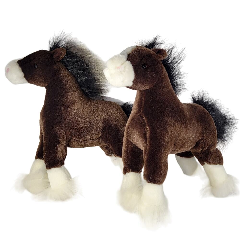 Pair of Gund Plush Horses, Brown and White, Soft Toys Stuffed Animals Dale
